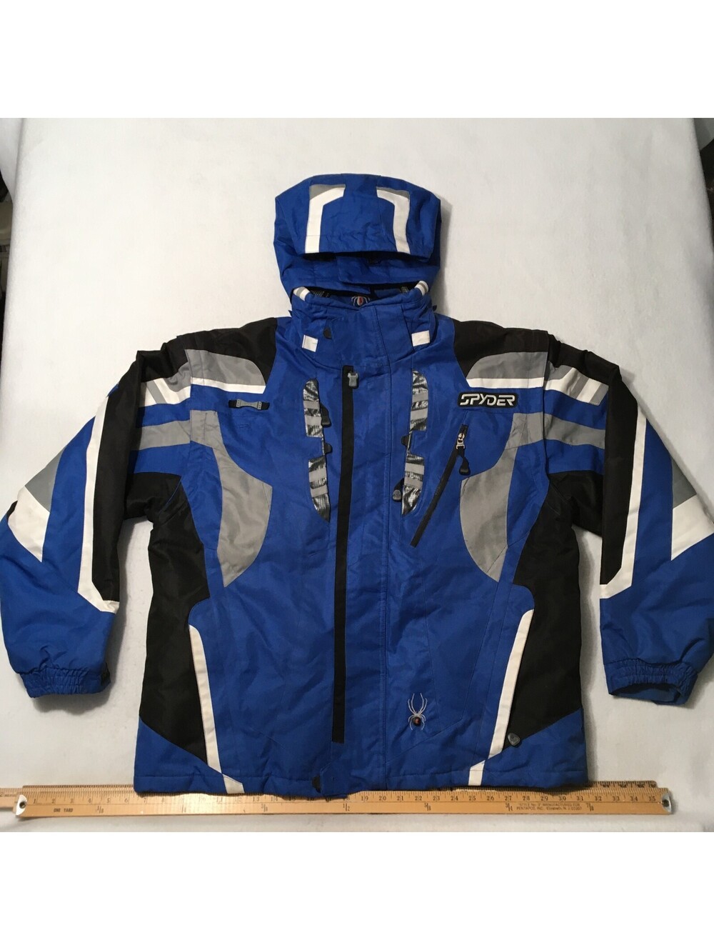 Spyder Jacket Men's 2XL XXL BLUE Dermizax-EV Insulated Ski Waterproof HOODED
